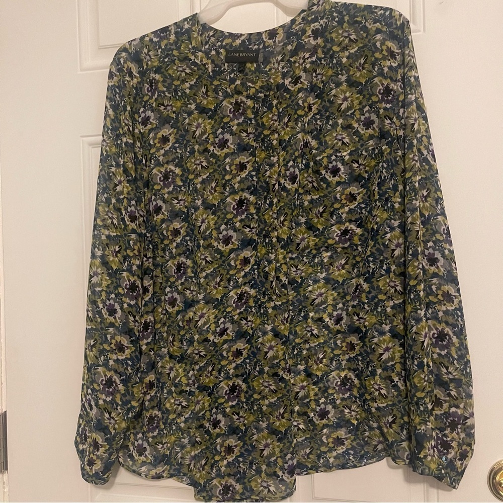 ❤️2/$15 or 3/$21❤️ Lane Bryant Floral Long Sleeve Popover Top, Size 26-28